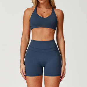 Conjunto de Shorts y Sujetador Deportivo para Mujer, Modelo Nuevo, Elástico, Transpirable, con Logotipo Personalizado, Secado Rápido, Cómodo, para Yoga, Gimnasio, Fitness, Adelgazante, Tallas S-XL, 2026 - Product Image 3