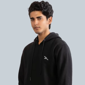 Men's <b>Black</b> O-Neck <b>Sweatshirt</b> Regular Fit Cotton/Bamboo Fiber Casual Winter Wear Front Logo Pocket Design Waterproof - Product Image 1