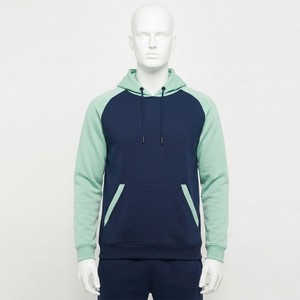 Sudadera con Capucha para Hombre, Color Azul Marino y Verde Menta, Estilo Deportivo Premium, Felpa, 100% Algodón, Ropa Urbana Moderna, Casual, para Invierno - Product Image 1