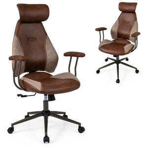 Sedia da Ufficio Ergonomica Marrone con Blocchi di Colore, Poggiatesta Regolabile 2D, Schienale Alto, Capacità 150 kg, Materiale in Nylon - Product Image 1