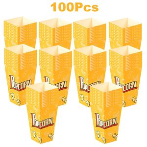 100 Pezzi Scatole per Popcorn Arancioni, Gialle e Bianche, Nuovi Stili di Contenitori per Popcorn per Feste Cinematografiche, Snack, Patatine e Riso Soffiato - Product Image 1