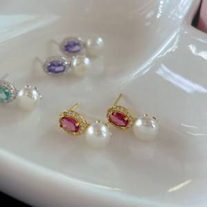 ต่างหูห้อยระย้าหรูหราอเนกประสงค์ ผลิตจากไข่มุกน้ำจืดแท้จากจูจี้ ประดับด้วยเพทายสีน้ำเงินรอยัลสไตล์เรโทร ดีไซน์ประณีต ให้ลุคแบบวินเทจ - Product Image 3