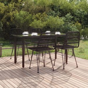 Set da Pranzo da Giardino Nero con Struttura in Metallo, 4 Posti, Arredamento Esterno Contemporaneo Resistente alle Intemperie - Product Image 3