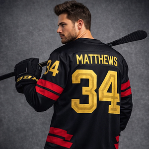 Camiseta de Hockey sobre Hielo Negra Personalizada para Hombre, Transpirable, con Nombre y Número Personalizados, Uniforme de Equipo, OEM al por Mayor - Product Image 6
