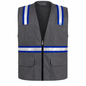 Gilet de sécurité haute visibilité en polyester avec logo personnalisé, bandes réfléchissantes, quatre poches, unisexe, vêtements de travail professionnels pour le personnel d'usine - Product Image 1