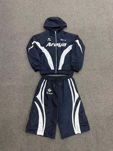 Ensemble de survêtement de jogging personnalisé avec logo, coupe-vent streetwear, ensemble zippé en nylon imperméable, vêtements de sport pour hommes - Product Image 1