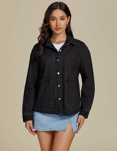 Veste en jean tricotée en coton respirant pour femme, collection automne, avec rivets brodés et perles, logo personnalisé, OEM/ODM disponible en gros - Product Image 4