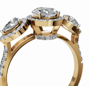 Bague en diamant Pear Designer à bande fendue, 1318 carats, 78 diamants, confectionnée en or jaune, rose ou blanc 9kt, 14kt ou 18kt, bijoux - Product Image 5