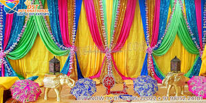 Boda musulmana Sangeet ceremonia decoración escenario boda árabe Mehndi/Sangeet evento escenario boda paquistaní señoras Sangeet escenario - Product Image 6