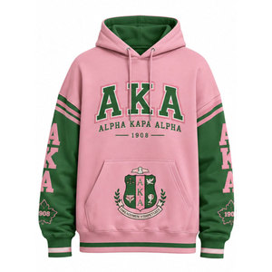 Sudadera con Capucha AKA Rosa y Verde, Sudadera de Sororidad Inspirada en Alpha Kappa Alpha, Ropa Cómoda para la Vida Universitaria Griega - Product Image 5