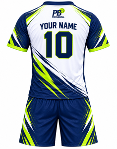 Custom Pickleball <b>Jersey</b> <b>Shorts</b> Set Men's V-Neck Pockets Quick Dry Breathable Heat-Transfer Printing Anti-UV 100% Polyester - Product Image 2