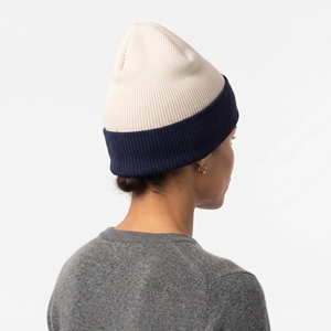 Hawk Eye <b>Beanie</b> Hat Unisex Knit Cap Cream <b>Navy</b> Embroidered Letter Design Casual Winter Headwear 56-58CM - Product Image 3