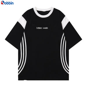 Customize Front Men's Plus Size T-<b>Shirt</b> Streetwear Contrast Stitch <b>Patchwork</b> Short Sleeve Regular Fit Unisex 100% Cotton - Product Image 2