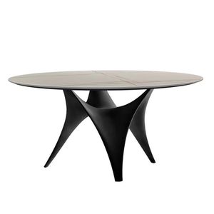 Mesa de Centro Moderna con Tapa de Cristal y Base Metálica Escultural, Mesa de Diseño para Sala de Estar, Vestíbulo de Hotel, Cafetería - Product Image 2