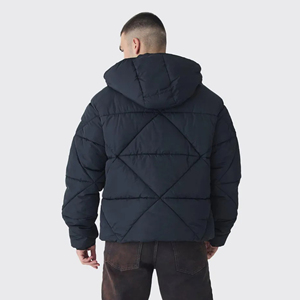 Manteau d'hiver personnalisé pour homme, style streetwear, éco-responsable, surdimensionné, matelassé, avec fermeture éclair, chaud, long, patchwork, rembourrage sur mesure, OEM ODM - Product Image 5