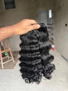 Extensions de cheveux humains vierges indiens bouclés, 100g, double trame, Remy, couleur noir naturel - Product Image 1