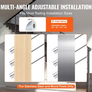 Kit ringhiera per cavi da 20 pezzi per 1/8 terminali a tendicavo invisibile nero \ "manicotti protettivi per ruote 3/16 \" parti per scale in fune - Product Image 3