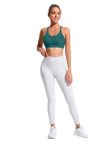 <b>Mesh</b> Panel Back Sports Bra Women Scoop Neck <b>Crop</b> <b>Top</b> Seamless Padded Gym Workout Fitness Activewear Racerback Bralette - Product Image 5