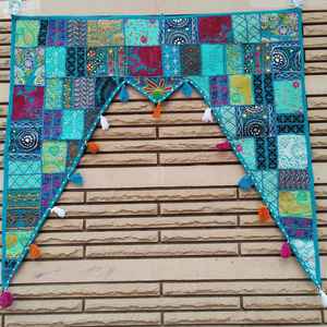 Cortina Banjara india ecológica bordada para colgar en la puerta, de algodón, hecha a mano, estilo vintage, patchwork, toran, decorativa, estilo gitano. - Product Image 4