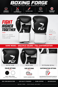 Gants de boxe en cuir Fly pas chers pour adultes, fermeture Velcro, design respirant, noir et blanc - Product Image 6