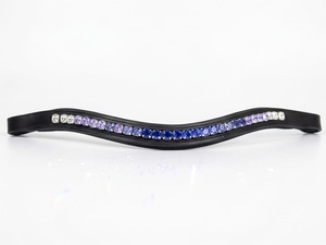Diadema de Cuero para Caballo FI-BB-2054 con Decoración de Cristales Azules y Morados, Acolchada, Cómoda y Duradera, Accesorio para Equitación Western - Product Image 3