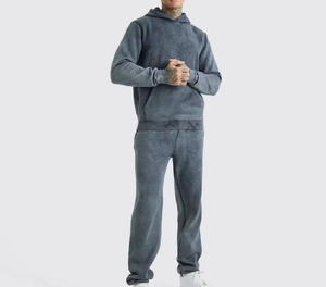 ชุดวอร์มวินเทจสำหรับผู้ชาย – เสื้อฮู้ดและกางเกงวอร์มแบบย้อมสีเอซิด ชุดลำลองสไตล์สตรีทแวร์ 2 ชิ้น - Product Image 2