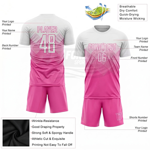 Conjunto de Camiseta de Fútbol Sublimada Personalizada, Degradado Negro y Rosa, Cuello Redondo, Manga Corta, Poliéster que Absorbe la Humedad, Unisex para Adultos - Product Image 5