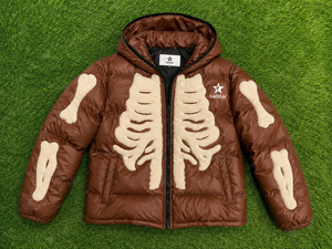 Chaqueta Acolchada Personalizada Marrón para Hombre/Mujer, Chaqueta de Plumón con Capucha para Invierno, con Estampado de Huesos de Esqueleto en 3D, Ropa de Calle Moderna - Product Image 6