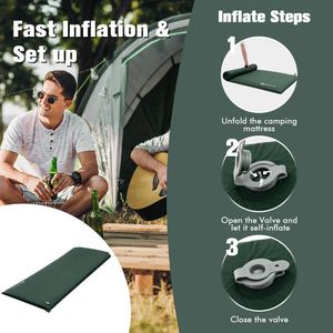 Lightweight Self-Inflating Folding Foam Sleeping Cot with <b>Storage</b> Bag for <b>Camping</b> - Product Image 2