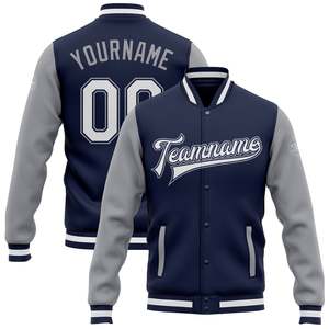 Custom Varsity <b>Jacket</b> Navy Blue <b>Grey</b> and Royal Blue Black Letterman <b>Jacket</b> Personalized Embroidery High School Bomber <b>Jacket</b> - Product Image 1