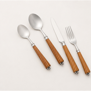 Juego de Cubiertos de Acero Inoxidable de Calidad Deluxe con Mangos de Madera Hechos a Mano, Cubiertos Modernos con Acabado Espejo para una Cena Elegante en Casa - Product Image 3
