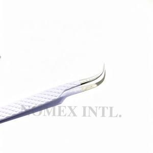 Pinzas de extensión de pestañas de acero inoxidable con polvo de diamante con logotipo personalizado profesional punto curvo fuerte sostenible - Product Image 2