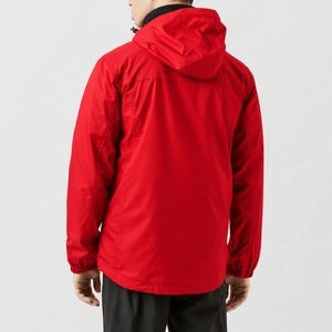 Chaqueta Bomber Roja con Capucha para Hombre, Impermeable, de Poliéster, para Otoño, con Cierre de Cremallera, Cuello Alto, Corte Regular, Bloques de Color en la Parte Delantera - Product Image 4