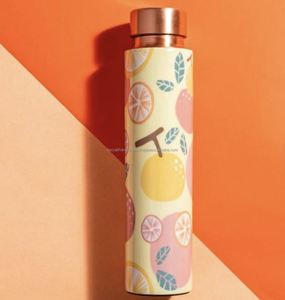 Bouteille d'eau en cuivre imprimé floral de vente chaude avec couvercle bouteille de médecin en métal de style classique pour verres décoratifs de voiture - Product Image 4