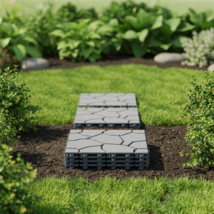 DECHO DIY Grigio Antiscivolo Design a Incastro Effetto Pietra per Sentieri da Giardino, Pavimentazione in Plastica PP per <span class=keywords><strong>Esterni</strong></span> e Parchi Modello PP30S30 - Product Image 6