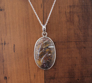 Colgante de Jaspe Natural, Plata de Ley 925, Chapado en Platino, Engaste Vintage, Joyería Hecha a Mano, Collar Unisex, Venta al por Mayor - Product Image 6