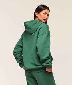 <b>Women's</b> <b>Green</b> Hooded Sweatshirt Oversized <b>Fleece</b> Solid Color With Pockets Regular Fit Autumn Knitted Cotton Breathable - Product Image 4