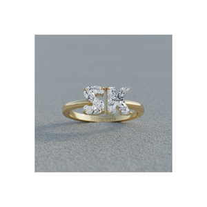 Anillo Personalizado con Inicial en Oro Stonewels, Diamante Cultivado en Laboratorio CVD |   Joyería de Lujo con Alfabeto Personalizado |   Anillo con engaste de bisel certificado - Product Image 1