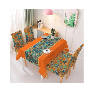 Mantel bordado de algodón orgánico naranja GOTS certificado 300 TC textura lavable a máquina Ideal para mesa de fiesta de año nuevo - Product Image 1