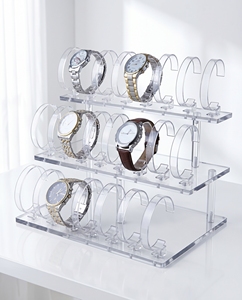 Custom for Easy Assembly Modern Acrylic Watch <b>Display</b> Stand Self-Adhesive <b>Hooks</b> Transparent Organizer Rack for Retail - Product Image 5