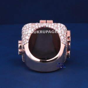 Half iced out d vvs moissanite <b>925</b> sterling <b>silver</b> hip hop diamond <b>ring</b> for men full rose gold round and baguette cuts - Product Image 4