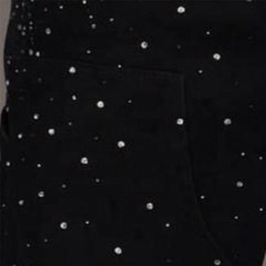 Sudadera con capucha negra personalizada para mujer con cremallera y decoración de tachuelas y cristales de imitación - Product Image 3