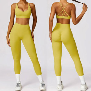 Ensemble de vêtements de yoga écologiques de qualité supérieure, 2 pièces, haut de sport à manches longues, tenue de sport, taille plus, ensembles de vêtements de yoga et de sport - Product Image 1