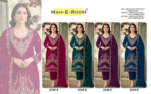 High on Demand Salwar Suit 9000 <b>Velvet</b> with Heavy Embroidered Coding Work Pakistani Suit from Indian Supplier - Product Image 5