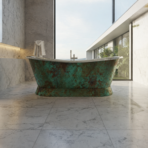 Bañera de Acero Inoxidable con Base Inclinada y Acabado Patinado, Bañera de Lujo Independiente - Product Image 5