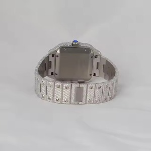 Montres de luxe personnalisées en acier inoxydable de haute qualité, quartz, entièrement serties de diamants étincelants VVS Moissanite cultivés en laboratoire pour hommes, style indien - Product Image 5