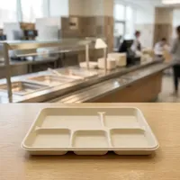 Plateau carré élégant et écologique de 5 pouces en pulpe moulée, compostable, jetable, moderne et luxueux pour les fêtes et les mariages