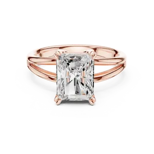 Anillo Solitario de Diamante Cultivado en Laboratorio con Corte Radiante de 1ct, Diseño de Garra Aplastada con Borde de Cuchilla, en Oro Sólido de 18K, Lujoso para Uso Diario y Compromiso - Product Image 1