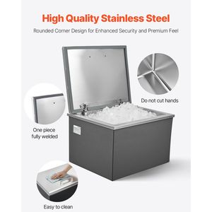 Contenitore refrigerante commerciale in acciaio inossidabile da 44,7 litri (20"L x 16"W x 13"H) con coperchio a ribalta per esterni, ideale come regalo - Product Image 4