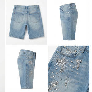 Shorts de mezclilla para hombre, informales, para verano, cómodos, de tela ligera - Product Image 5